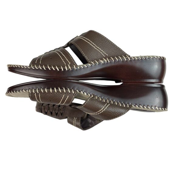 Cobbie Cuddlers Women's Barbara Sandals 8.5W Brown Leather Slip-On Comfort Shoes - Picture 8 of 13